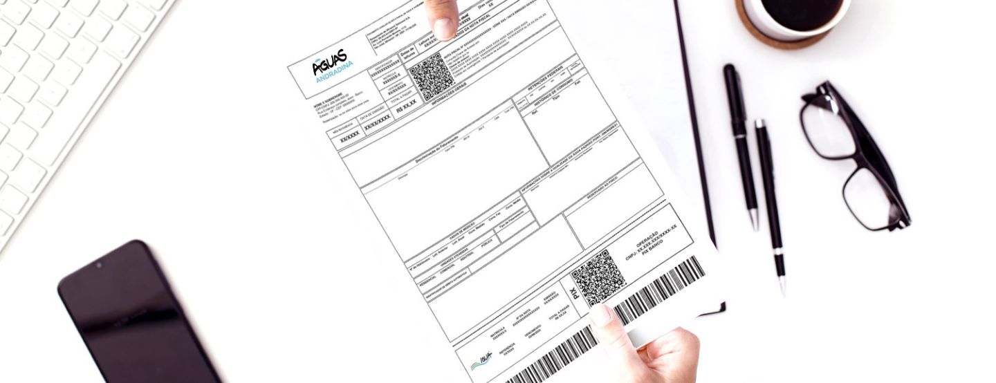 A fatura da Águas Andradina traz dados da nota fiscal a partir de agosto